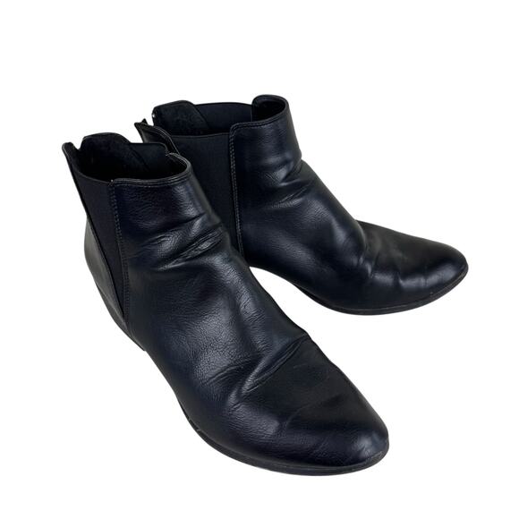 Esprit Black Tiffany Heeled Leather 90s Y2K Ankle Booties Women's Size 10 - Picture 1 of 13